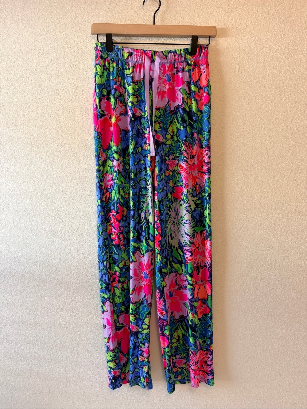 Lilly Pulitzer PJ Knit Pants XXS Festive Fantasy Floral Wide Leg - Picture 2 of 7